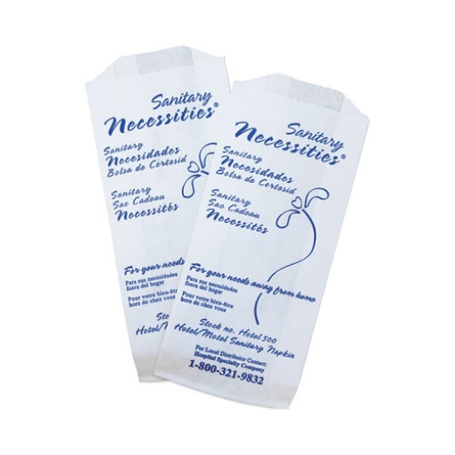 Picture of Necessities Hotel Courtesy Disposal Bags, 4 x 9, White/Blue, 500/Carton