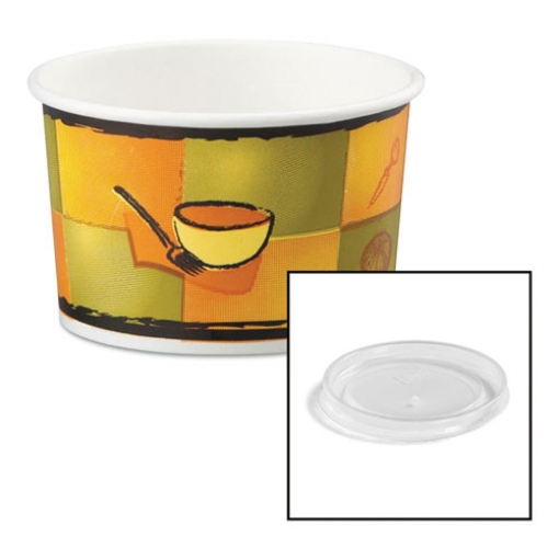 Picture of Streetside Paper Food Container With Plastic Lid, Streetside Design, 8-10 Oz, 250/carton