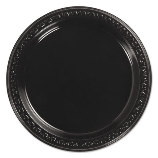 Picture of Heavyweight Plastic Plates, 7" Dia, Black, 125/pack, 8 Packs/carton