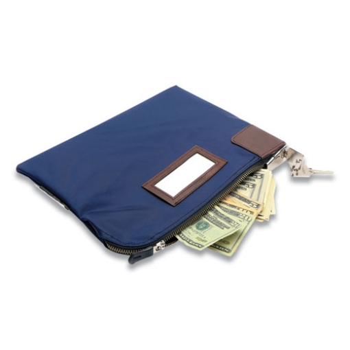 Picture of Key Lock Deposit Bag with 2 Keys, Vinyl, 1.2 x 11.2 x 8.7,  Navy Blue