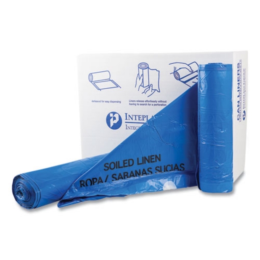 Picture of Draw-Tuff Institutional Draw-Tape Can Liners, 30 gal, 1 mil, 30.5" x 40", Blue, 25 Bags/Roll, 8 Rolls/Carton