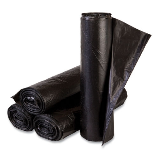 Picture of High-Density Commercial Can Liners, 10 gal, 6 mic, 24" x 24", Black, 50 Bags/Roll, 20 Perforated Rolls/Carton