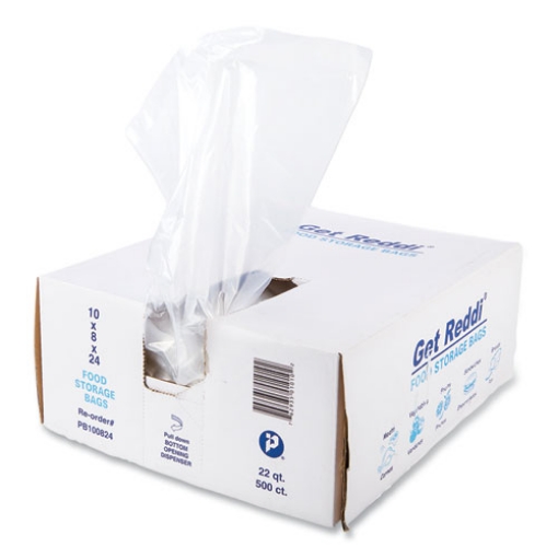 Picture of Food Bags, 22 Qt, 1 Mil, 10" X 24", Clear, 500/carton