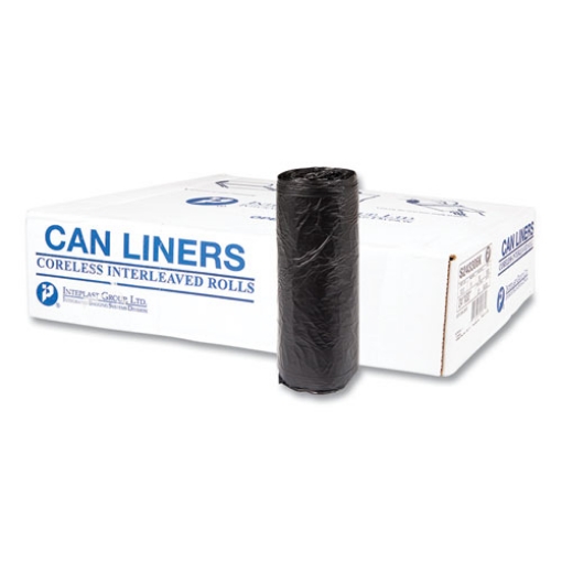 Picture of High-Density Commercial Can Liners, 16 gal, 6 mic, 24" x 33", Black, 50 Bags/Roll, 20 Interleaved Rolls/Carton