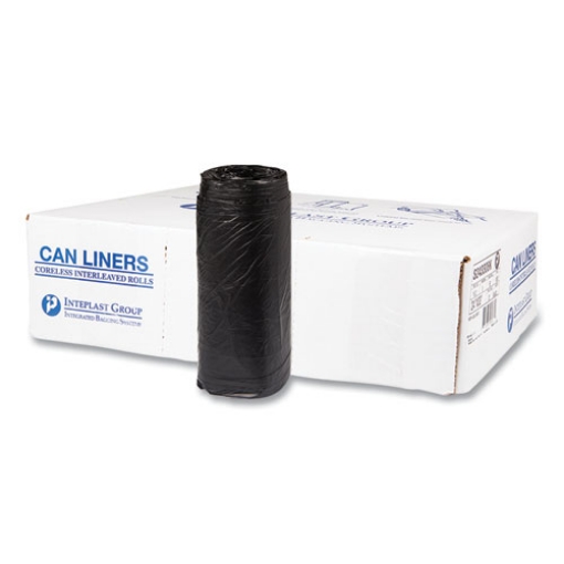 Picture of High-Density Commercial Can Liners, 16 gal, 8 mic, 24" x 33", Black, 50 Bags/Roll, 20 Interleaved Rolls/Carton