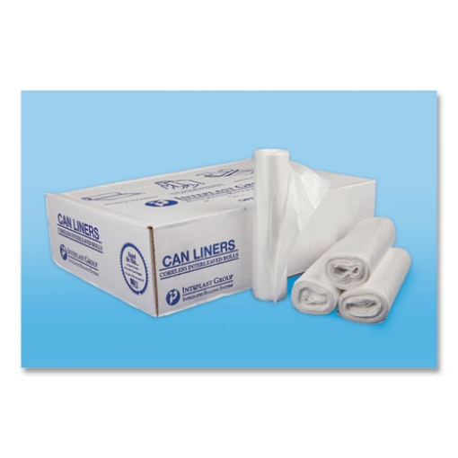 Picture of High-Density Commercial Can Liners, 30 gal, 13 mic, 30" x 37", Clear, 25 Bags/Roll, 20 Interleaved Rolls/Carton