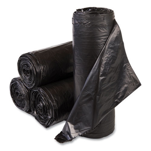 Picture of High-Density Commercial Can Liners, 55 gal, 22.1 mic, 36" x 60", Black, 25 Bags/Roll, 6 Interleaved Rolls/Carton