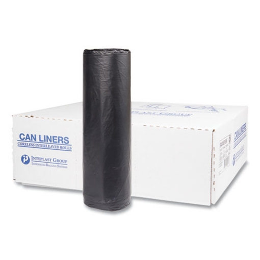 Picture of High-Density Commercial Can Liners, 45 gal, 16 mic, 40" x 48", Black, 25 Bags/Roll, 10 Interleaved Rolls/Carton