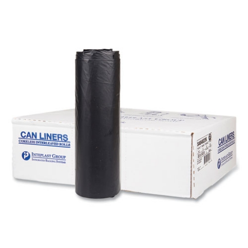 Picture of High-Density Commercial Can Liners, 45 gal, 22 mic, 40" x 48", Black, 25 Bags/Roll, 6 Interleaved Rolls/Carton