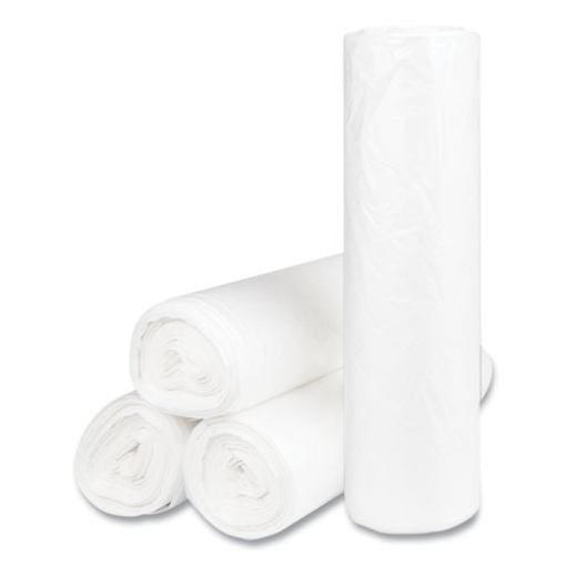 Picture of High-Density Commercial Can Liners, 60 gal, 14 mic, 43" x 48", Natural, 25 Bags/Roll, 8 Interleaved Rolls/Carton