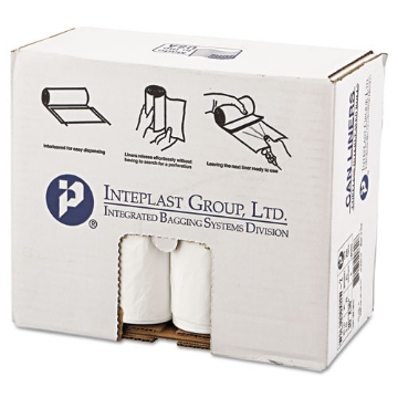 Picture of Low-Density Commercial Can Liners, Coreless Interleaved Roll, 30 gal, 0.7 mil, 30" x 36", White, 25 Bags/Roll, 8 Rolls/Carton