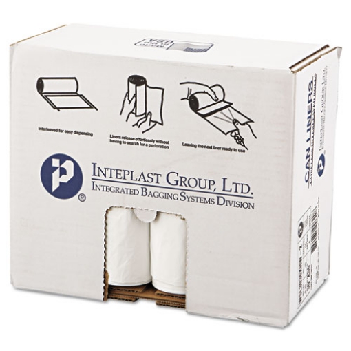 Picture of Low-Density Commercial Can Liners, Coreless Interleaved Roll, 30 gal, 0.7 mil, 30" x 36", White, 25 Bags/Roll, 8 Rolls/Carton