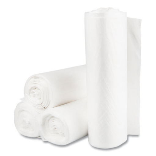 Picture of High-Density Commercial Can Liners Value Pack, 60 gal, 14 mic, 38" x 58", Clear, 25 Bags/Roll, 8 Interleaved Rolls/Carton