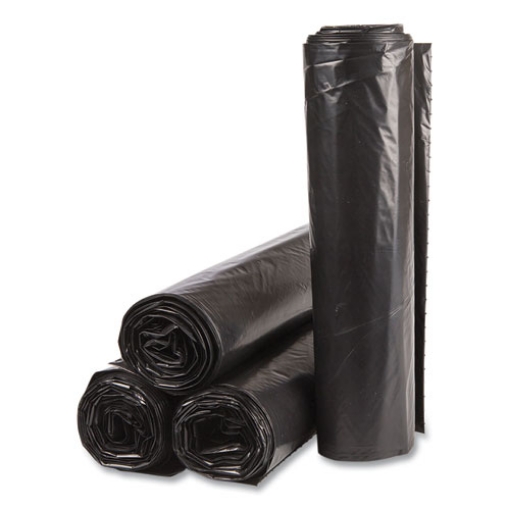 Picture of High-Density Commercial Can Liners Value Pack, 45 gal, 19 mic, 40" x 46", Black, 25 Bags/Roll, 6 Interleaved Rolls/Carton