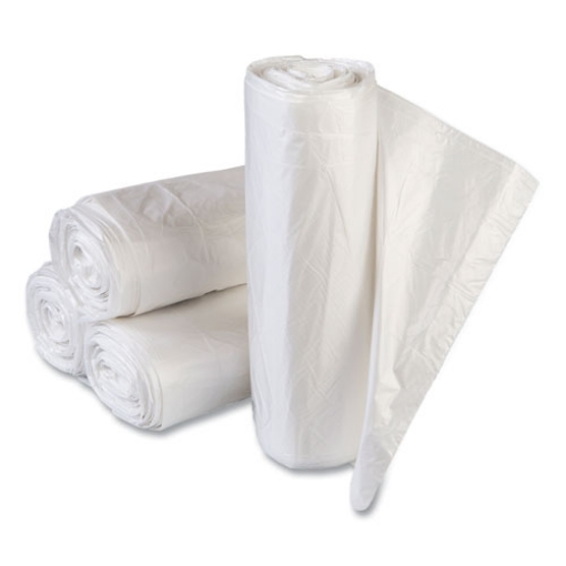 Picture of High-Density Commercial Can Liners Value Pack, 60 gal, 14 mic, 43" x 46", Clear, 25 Bags/Roll, 8 Interleaved Rolls/Carton