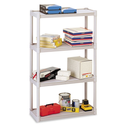 Picture of Rough n Ready Open Storage System, Four-Shelf, Injection-Molded Polypropylene, 32w x 13d x 54h, Platinum