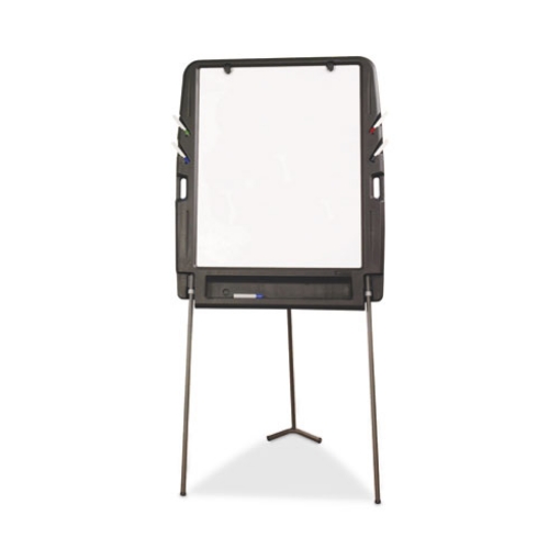 Picture of ingenuity portable flipchart easel with dry erase surface, 35 x 30, 73" tall easel, charcoal polyethylene frame