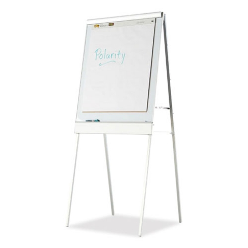 Picture of Polarity Height Adjustable Dry Erase Flipchart Easel, 30 x 20-31 x 50-74 Easel, 30 x 38 Board, White Surface, Silver Frame