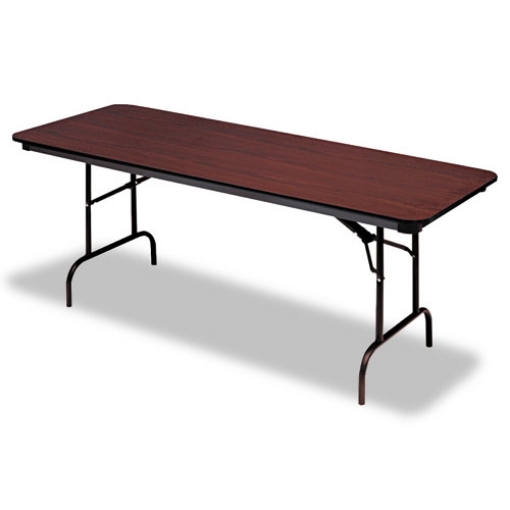 Picture of OfficeWorks Commercial Wood-Laminate Folding Table, Rectangular, 72" x 30" x 29", Mahogany