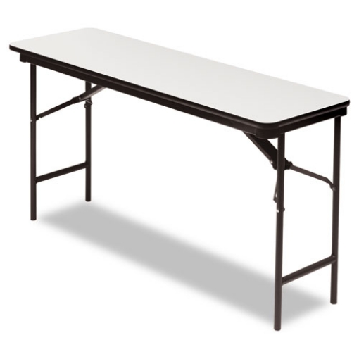 Picture of OfficeWorks Commercial Wood-Laminate Folding Table, Rectangular, 60" x 18" x 29", Gray Top, Charcoal Base