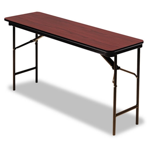 Picture of OfficeWorks Commercial Wood-Laminate Folding Table, Rectangular, 72" x 18" x 29", Mahogany