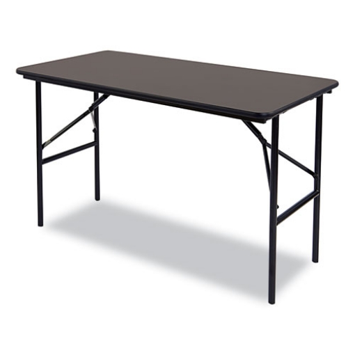 Picture of OfficeWorks Classic Wood-Laminate Folding Table, Straight Legs, Rectangular, 48" x 24" x 29", Walnut