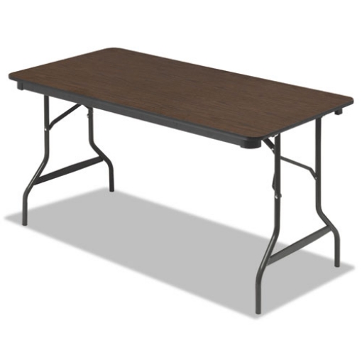 Picture of OfficeWorks Classic Wood-Laminate Folding Table, Curved Legs, Rectangular, 60" x 30" x 29", Walnut