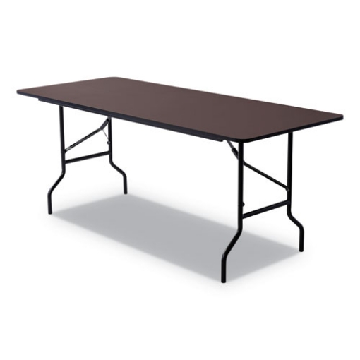 Picture of OfficeWorks Classic Wood-Laminate Folding Table, Curved Legs, Rectangular, 72" x 30" x 29", Walnut