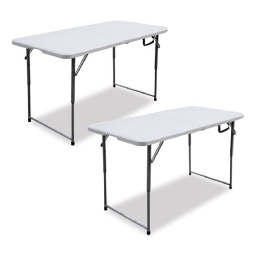 Picture of Bifold Resin Folding Table, Rectangular, 48" x 23.6" x 29.1", White Granite Top, Gray Base/Legs, 2/Pack