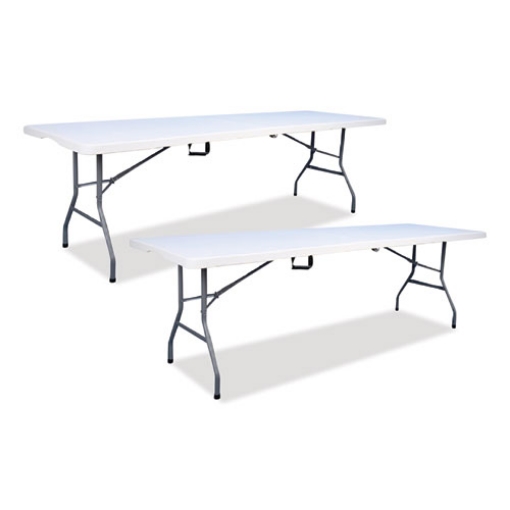 Picture of Bifold Resin Folding Table, Rectangular, 94.5" x 29.9" x 30", White Granite Top, Gray Base/Legs, 2/Pack