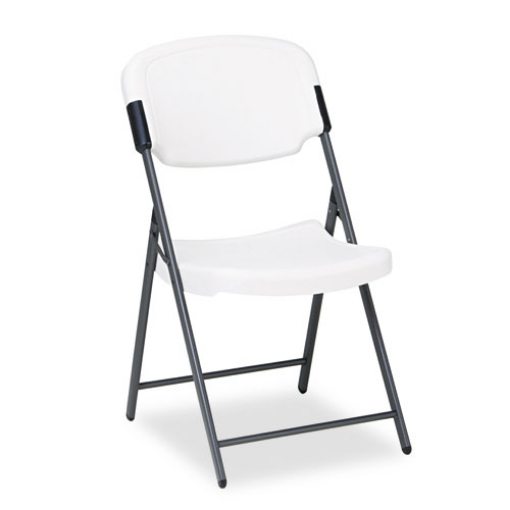 Picture of Rough n Ready Commercial Folding Chair, Supports Up to 350 lb, 15.25" Seat Height, Platinum Seat, Platinum Back, Black Base