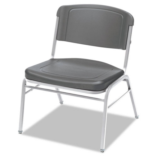 Picture of Rough n Ready Wide-Format Big and Tall Stack Chair, Supports 500 lb, 18.5" Seat Height, Charcoal Seat/Back, Silver Base, 4/CT