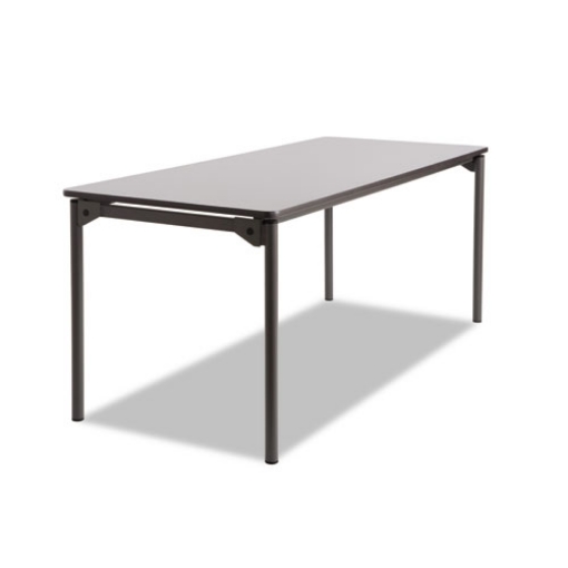 Picture of Maxx Legroom Wood Folding Table, Rectangular, 72" x 30" x 29.5", Gray/Charcoal