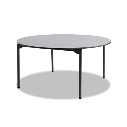 Picture of Maxx Legroom Wood Folding Table, Round, 60" x 29.5", Gray/Charcoal