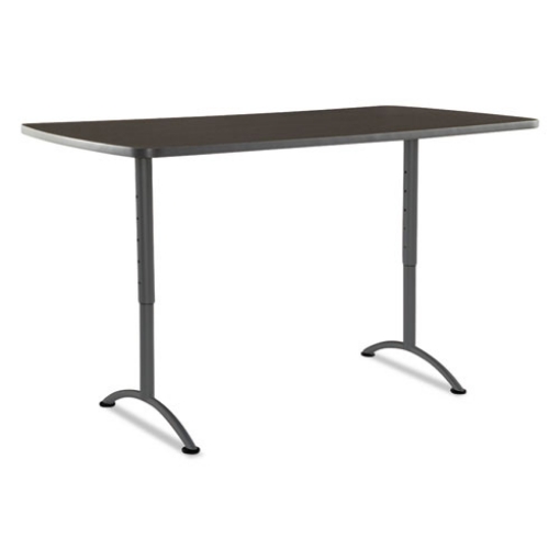 Picture of ARC Adjustable-Height Table, Rectangular, 36" x 72" x 30" to 42", Walnut Top, Gray Base