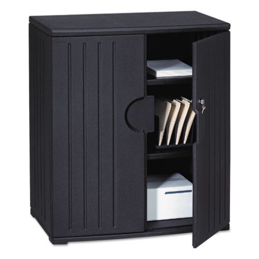 Picture of rough n ready storage cabinet, two-shelf, 36w x 22d x 46h, black