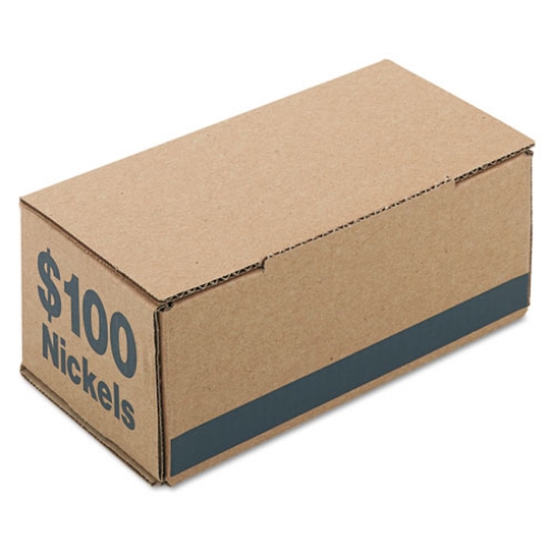 Picture of Corrugated Cardboard Coin Storage And Shipping Boxes, Denomination Printed On Side, 9.38 X 4.63 X 3.69, Blue