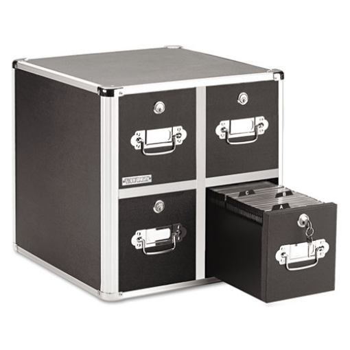 Picture of Four-Drawer CD File Cabinet, Holds 660 Folders or 240 Slim/120 Standard Cases, Black