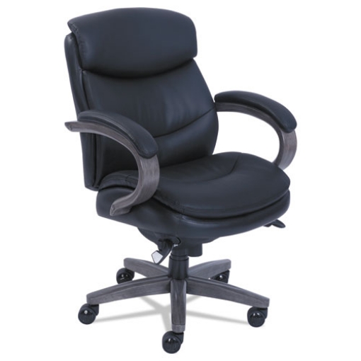 Picture of Woodbury Mid-Back Executive Chair, Supports Up To 300 Lb, 18.75" To 21.75" Seat Height, Black Seat/back, Weathered Gray Base