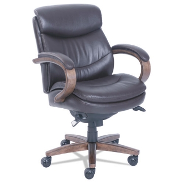 Picture of Woodbury Mid-Back Executive Chair, Supports Up To 300 Lb, 18.75" To 21.75" Seat Height, Brown Seat/back, Weathered Sand Base