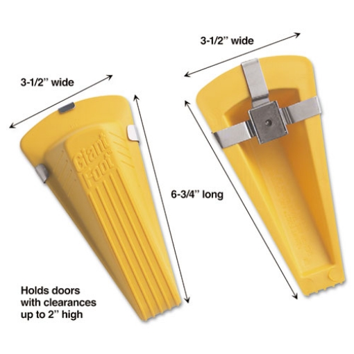 Picture of Giant Foot Magnetic Doorstop, No-Slip Rubber Wedge, 3.5w X 6.75d X 2h, Yellow