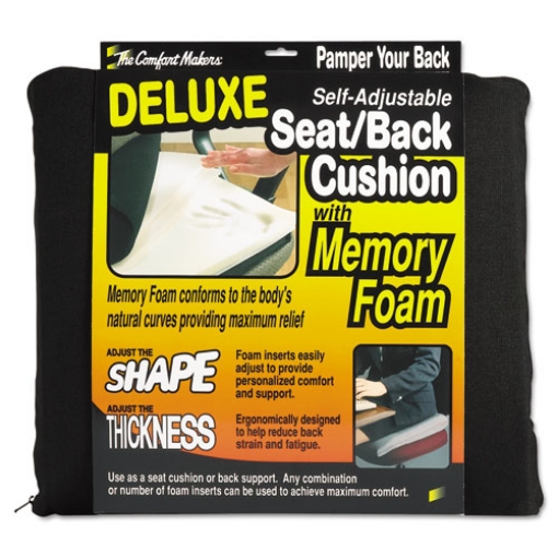 Picture of The Comfortmakers Deluxe Seat/back Cushion, Memory Foam, 17 X 2.75 X 17.5, Black