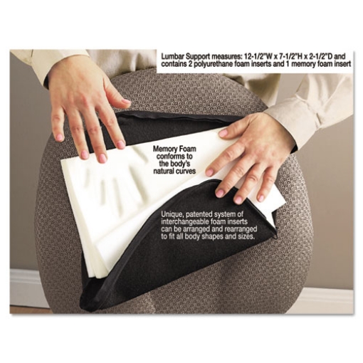Picture of The Comfortmakers Deluxe Lumbar Support Cushion, Memory Foam, 12.5 X 2.5 X 7.5, Black