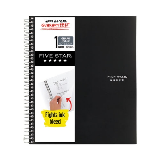 Picture of wirebound notebook with 2 pockets, 1-subject, quadrille rule (4 sq/in), randomly assorted cover color, (100) 11 x 8.5 sheets