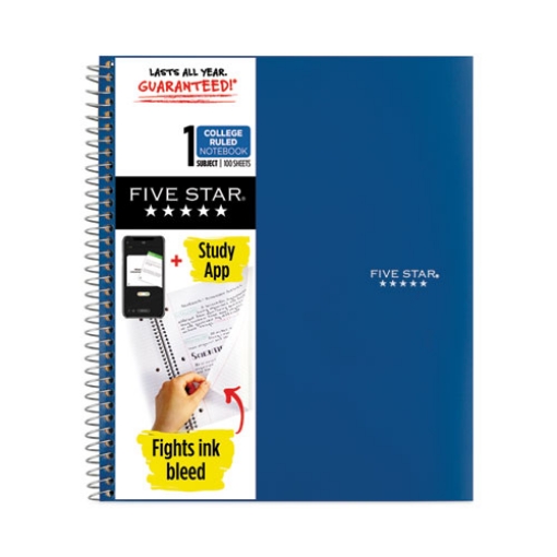 Picture of Wirebound Notebook with Two Pockets, 1-Subject, Medium/College Rule, Randomly Assorted Cover Color, (100) 11 x 8.5 Sheets