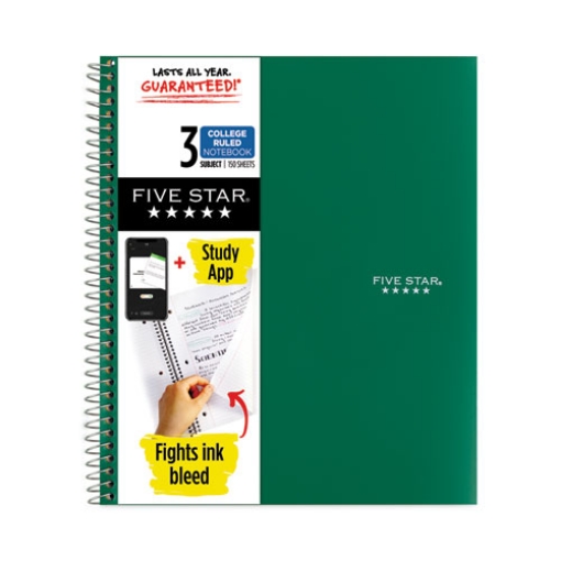 Picture of Wirebound Notebook with Four Pockets, 3-Subject, Medium/College Rule, Randomly Assorted Cover Color, (150) 11 x 8.5 Sheets