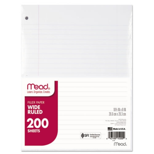 Picture of Filler Paper, 3-Hole, 8 X 10.5, Wide/legal Rule, 200/pack