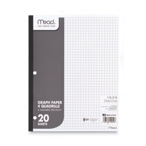 Picture of Graph Paper Tablet, 3-Hole, 8.5 X 11, Quadrille: 4 Sq/in, 20 Sheets/pad, 12 Pads/pack