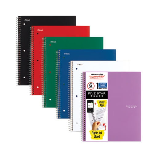 Picture of Wirebound Notebook, 1-Subject, Medium/College Rule, Randomly Assorted Cover Color, (100) 11 x 8.5 Sheets, 6/Pack