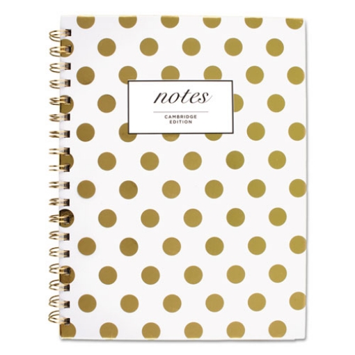 Picture of Gold Dots Hardcover Notebook, 1-Subject, Wide/Legal Rule, White/Gold Cover, (80) 9.5 x 7 Sheets